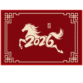 Chinese New Year Decorations 2026, 15.7x23.6In Year of The Horse New Year Door Mat Outdoor Doormats Indoor Door Mat for Living Room Kitchen Cushion Entryway Doorway Entrance Front Door Bathroom Door