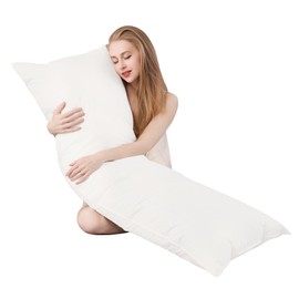 Goose Down & Feather Body Pillows for Adults, Full Length Firm Hugging Pillow Insert for Side Sleepers, Breathable Large Long Pillow for Bed with 100% Organic Cotton Shell, (White 20"x54")
