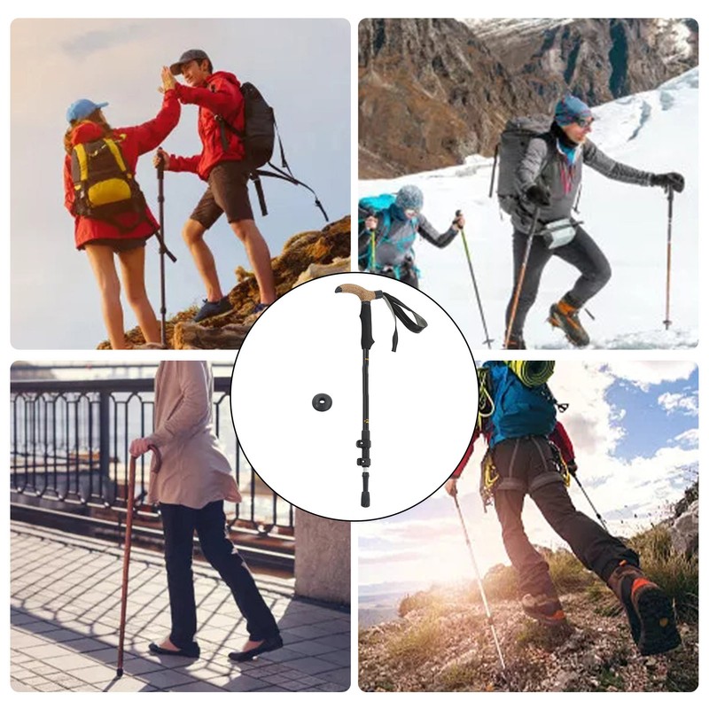 3 Section Retractable Hiking Stick Aluminum Alloy Mountaineering Balance Pole