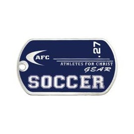 Soccer Stainless Steel-Blue Dog Tag Necklace-Phil 4:13 (4 Pack)