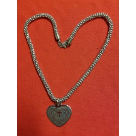 Stainless Steel Pendant with Our Father Prayer in Spanish - with 18 inches CHAIN
