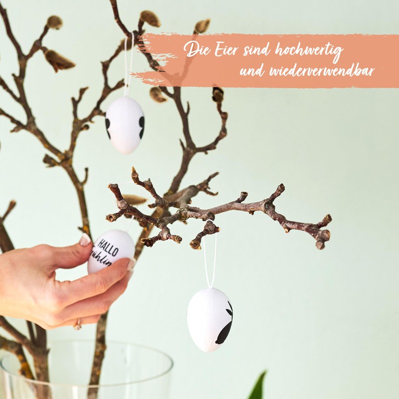 Papierdrachen 8 Printed Easter Eggs in Papier-Mâché Look – Black