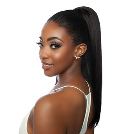 Mane Concept Human Hair Ponytail Pristine PRPE 10 Yaky Straight Drawstring Ponytail 20" (NATURAL BLACK)