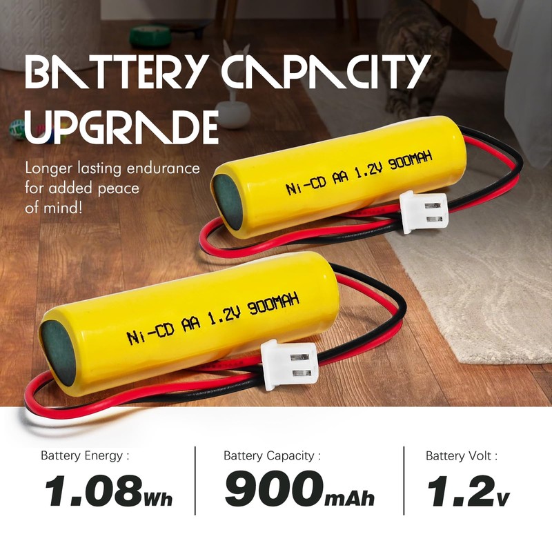 2-Pack 1.2V 900mAh Ni-CD AA Exit Sign Battery for Lithonia