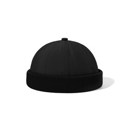 Clakllie Quick Dry Brimless Hat for Women Men Lightweight Breathable Docker Cap Fisherman Leon Hat Retro Sailor Cap,Black