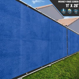 TANG Sunshades Depot Privacy Fence Screen 11'X26' Blue 180GSM Heavy Duty Commercial Windscreen Residential Fence Netting 88% Privacy Blockage with Excellent Airflow 3 Years Warranty