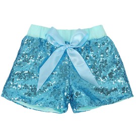 Cilucu Baby Girls Shorts Toddler Sequin Shorts Sparkles on Both Sides Aqua Blue 6T