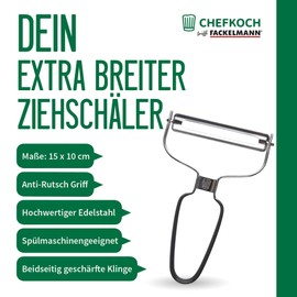 Fackelmann x Chefkoch Peeler with Extra Wide 10 cm Stainless Steel Blade
