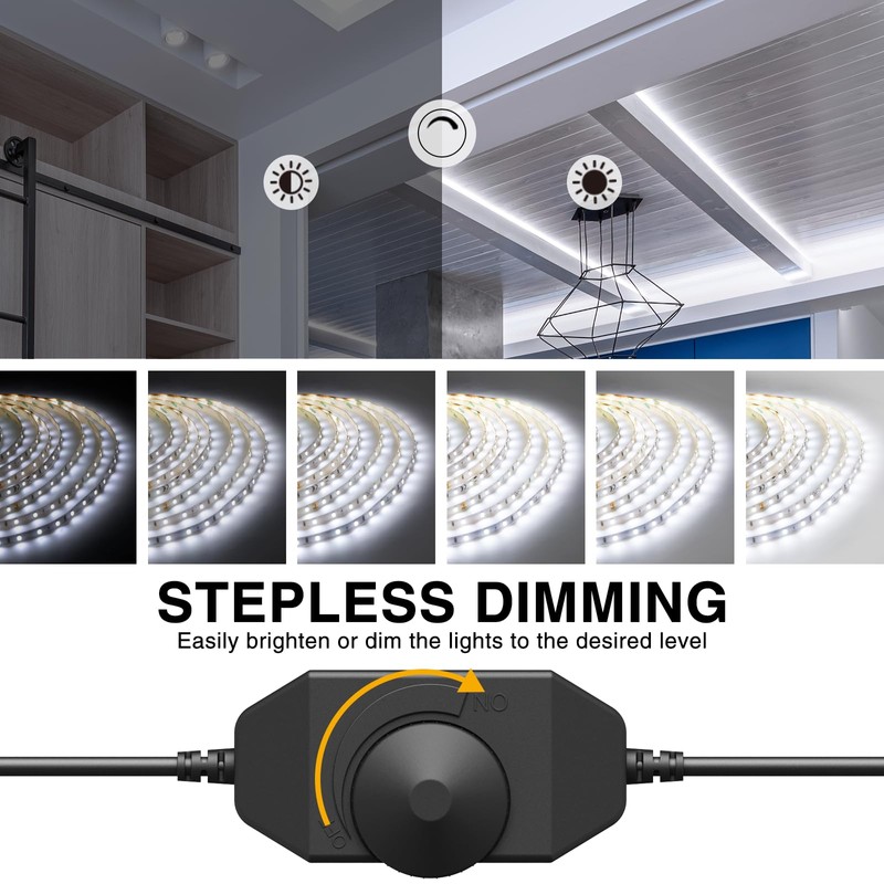 Onforu LED Strip Lights,39.37ft 6000K Dimmable Daylight White Tape Light,12m