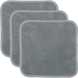 Erwin Müller Microfibre Make-Up Wipes, Make-Up Remover, Face Cleansing, Pack of 3, Silver, 30 x 30 cm, Environmentally Friendly, Reusable, Washable (Other Colours)