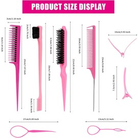 Slzhds 10 Pcs Peine para Peinar Cabello, Kit de Peines para Peinar el Cabello, Cepillo de Nailon para Cabell, Cepillos de Peine para Burlas para el Cabello para Mujeres, Hombres,Niños,Barbería (Rosa)