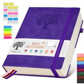 PERCUN A4 Lined Journal Notebook，365 Page Large Leather Journals for Writing Women Men，Hardcover Notebook with 100Gsm Thick Pages for Travel，Work，School，College Ruled, Daily Diary (8.5" x 11.4")