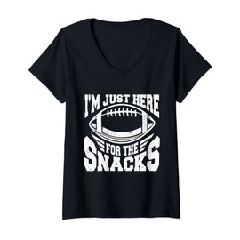 Womens I'm Just Here For The Snacks American Football V-Neck T-Shirt