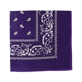 22 Inch Cotton Paisley Bandana - Purple