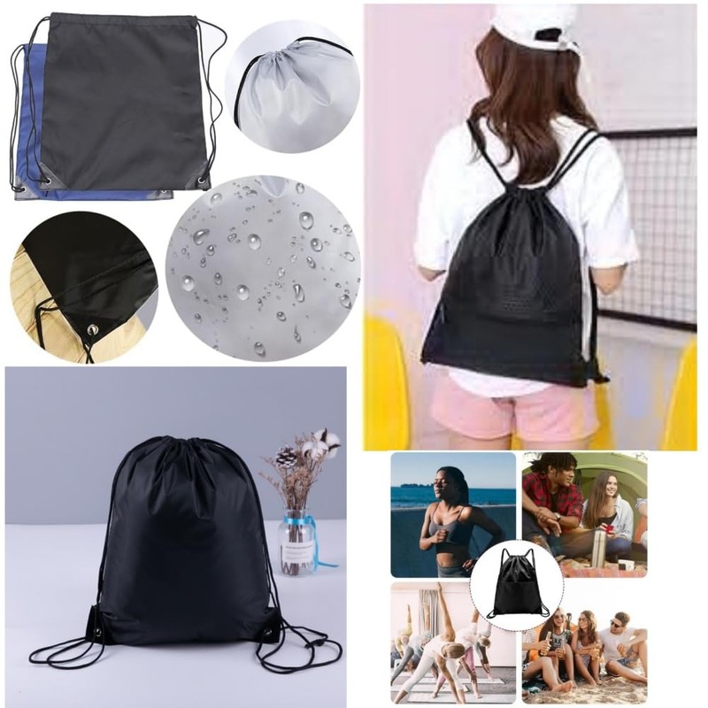 Jindizi 5Pcs Drawstring Backpack Bulk Drawstring Bag Nylon Cinch Sack