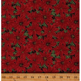 Moda Fabrics Cotton Christmas Winter Flowers Floral Poinsettias Fabric Print by Yard D504.71