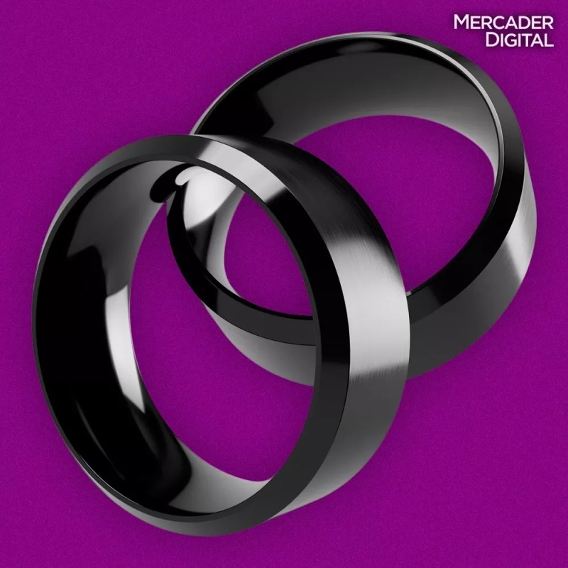 Mercader Digital Anillo De Titanio Negro Unisex Clásico Calidad Resistencia