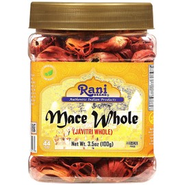 Rani Mace Whole (Javathri), Spice 3.5oz (100g) PET Jar ~ All Natural | Vegan | Gluten Friendly | NON-GMO | Kosher | Indian Origin