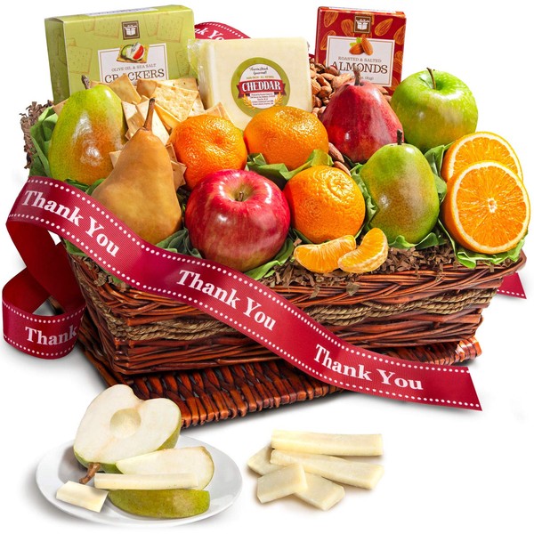 Golden State Fruit Thank You Fruit Basket with Cheese and Nuts