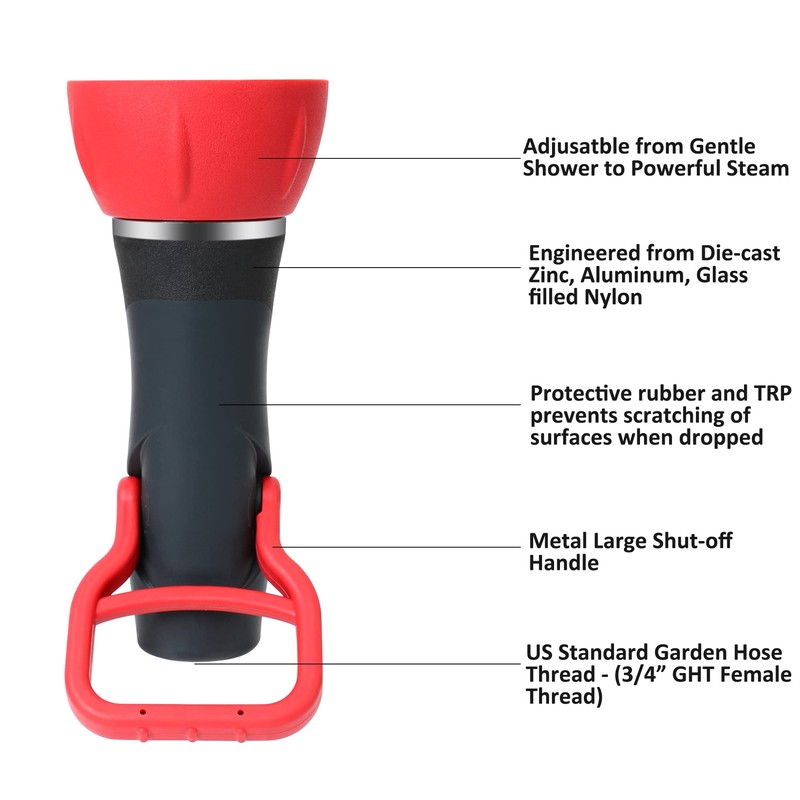STYDDI High Flow Fireman Style Garden Hose Nozzle, Professional Classic