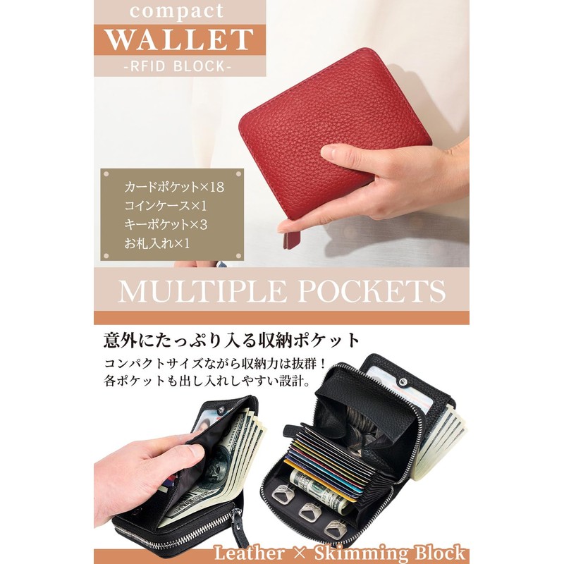 BORPORT Women's Bi-Fold Wallet, Compact Wallet, Round Zipper, Bi-fold Wallet,