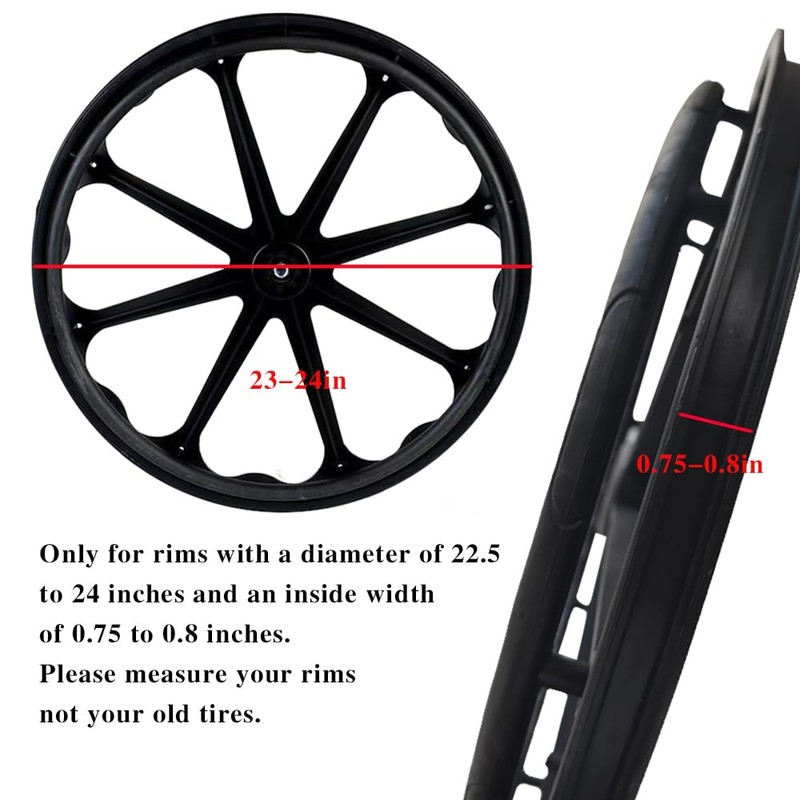 Wheelchair Rear Wheel Replacement Tire, 24 "X 1" Universal Flat-Free
