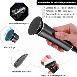 Lima para Pies,con Velocidad Regulable y 60 Discos de Papel de Lija,Negro
