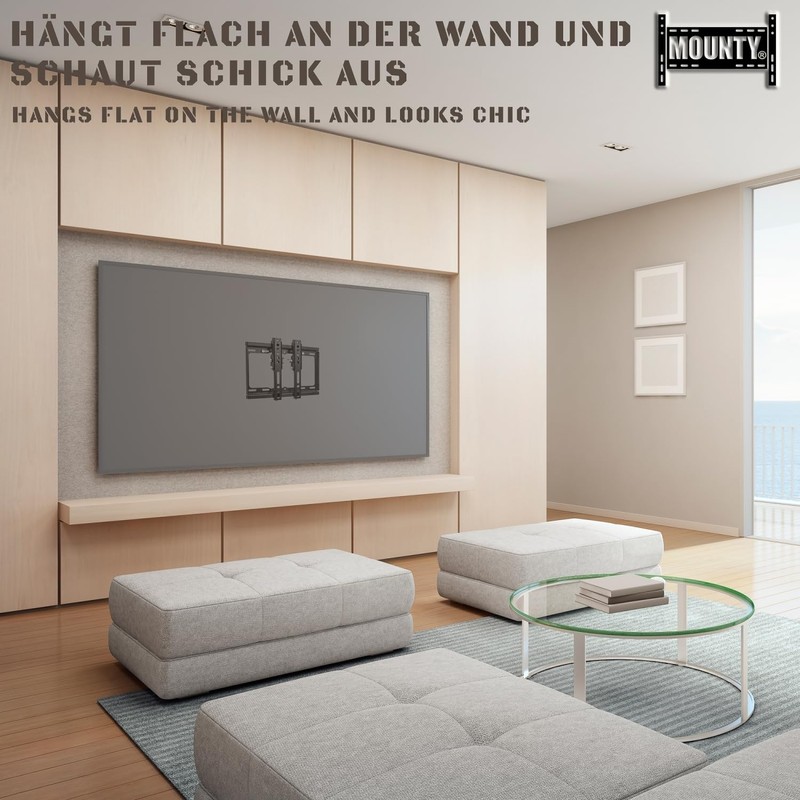 MOUNTY TV Wandhalterung neigbare TV Halterung bis 30 kg belastbar