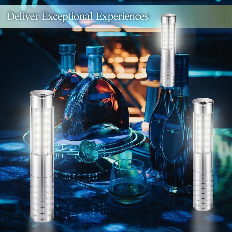 4 Packs Rechargeable LED Strobe Baton Lights Reusable Bottle Service