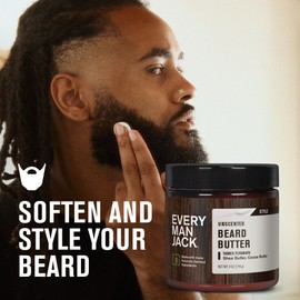 Every Man Jack Unscented Beard Butter - Fragrance Free for Sensitive Skin - Rejuvenates, Hydrates, and Styles Dry, Unruly Beards - Naturally Derived with Shea Butter and Coconut Oil - 4oz (2 Pack)