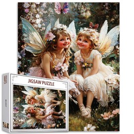 Fairies Girl with Wings Art Jigsaw 1000 Piece Adult Butterfly Elf Doll Jigsaw Puzzle for Challenging Family Activity Games Colorful DIY Jigsaw Puzzle Suitable for Home Decor Gifts 20X27In