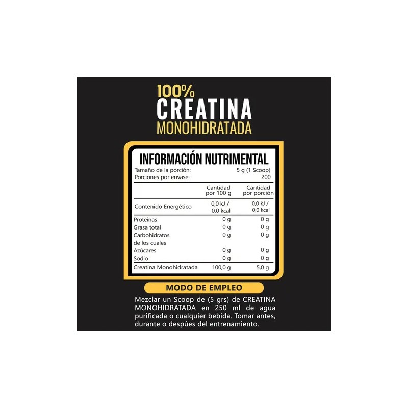 Empower N. Creatina Monohidratada 100 Pura 1 Kg 200 Servicios