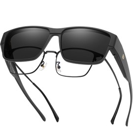 DUCO Polarized Fit Over Sunglasses for Men and Women UV400 Protection Retro Square Wrap Around Shades for Driving Riding 8986