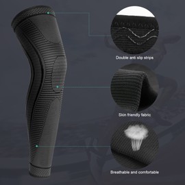 Ruilaibao 2 Pack Full Leg Compression Sleeves, Long Knee Brace Support for ACL,PCL, Meniscus Tear, Arthritis, Tendinitis,Men And Women (Black, Large)