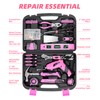 143 Pcs Pink Homeowner Tool Set with 3.6V Cordless Screwdriver