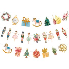 3Pcs Nutcracker Ballet Banners - DIY Christmas Party Decorations with Nutcracker Soldier, Ballerina, Rat, Christmas Tree,Bell & Drum Designs for Xmas Winter Holiday Parties,Ballet Theme Birthdays