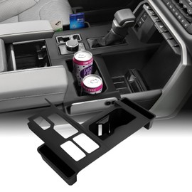 Shademax Center Console Organizer Gear Shift Panel Trim Cover for Toyota Tundra 2022-2025 2026 Accessories Tundra SR SR5 Limited i-FORCE MAX TRD Pro Gear Shifter Storage Box Cup Holder Insert Pads Mat