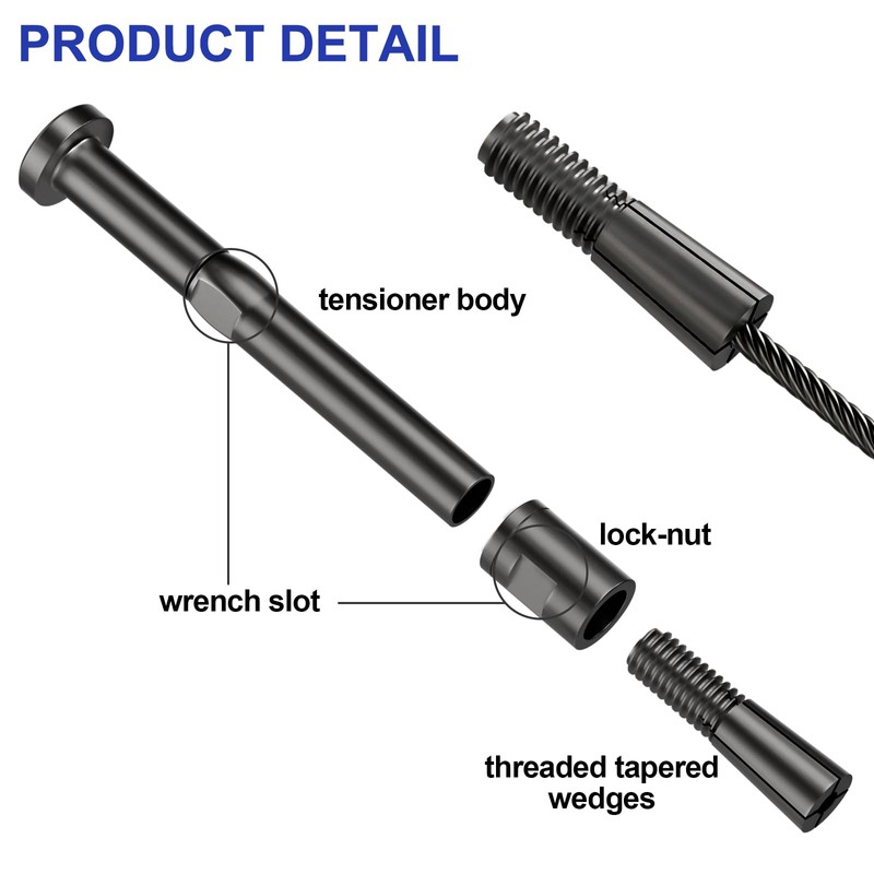 [Patent] BLIKA 10 Pack 1/8" Black Swageless Invisible Cable Railing