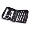 English Pewter Fox Head Design Black Leatherette Manicure Set