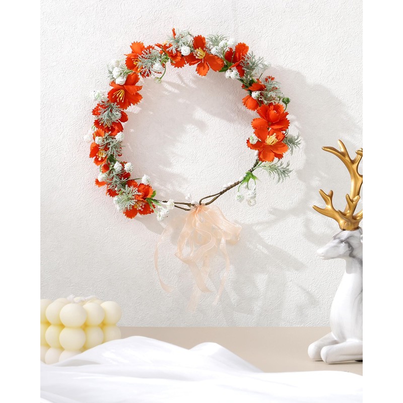 AWAYTR Leaf Flower Crown Garland Headpiece - Hair Floral Wreath