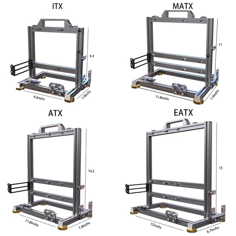 DIY Open Frame PC Chassis, Aluminum Computer Case, Supports Dual