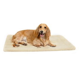 Made4Pets Dog Crate Pad Bed for Medium Large Dogs, Washable & Reversible, Anti-Slip Kennel Mat for Cozy Sleeping, Soft Fluffy Dog Bed for Indoor & Outdoor Use, 35"x23", Beige