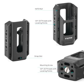 Tilta Pocket 3 Expansion Adapter, Camera Cage Accessories for DJI Osmo Pocket 3 with 1/4"-20 Threads NATO Rails - Aluminum Alloy Black TA-T65-AME-B