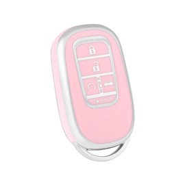 OFF WE GO for Honda Key Fob Cover, Soft TPU Full Protector Key Fob Case Shell for 2022 2023 Honda Accord HR-V CR-V Pilot Civic Remote Key, Silver Pink