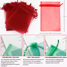 MUFEKUM Pack of 110 Colourful Organza Bags, 10 x 15 cm Gift Bags Organza Bags with Drawstring, Organza Bag Gift Bag Organza for Wedding, Candy Bag, Jewellery Bag, Christmas (Colourful)