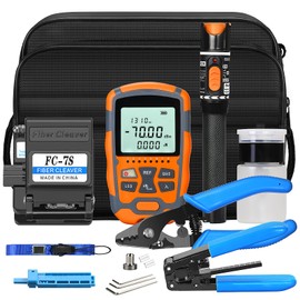 BAOSHLA Fiber Termination Kit FTTH cold connection Tool Kits with Optical Power Meter with RJ45 Network Test 10KM VFL Fiber Cleaver Fiber Optical Stripper Pliers