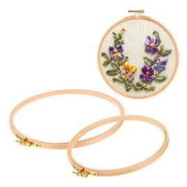 PATIKIL 3 Pieces Embroidery Hoops Round Adjustable Beach Wood Circle Cross Stitch Hoop Ring Bulk for Embroidery Art Craft Handy Sewing Decoration(BeechHoop 7-9)