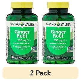 Unbranded 2 Pack Spring Valley Ginger Root Dietary Supplement Capsules 550 Mg 100 Count