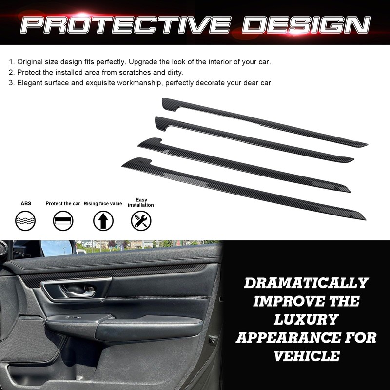 x xotic tech Interior Door Panel Stripe Molding Cover Trim,Carbon