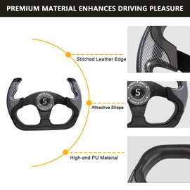 Shu-Ran Universal 12.7" Golf Cart Steering Wheel - Compatible with Club Car DS, Precedent, EZGO RXV, TXT & Yamaha Golf Carts - Skid Design, Grey